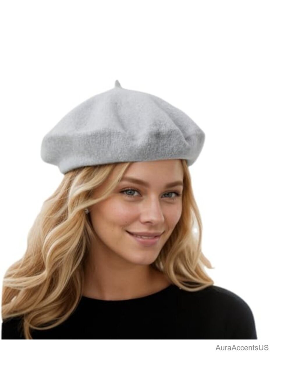 French Wool Blend Beret Hat - 70% Wool Winter Cap for Women, All-Season Soft